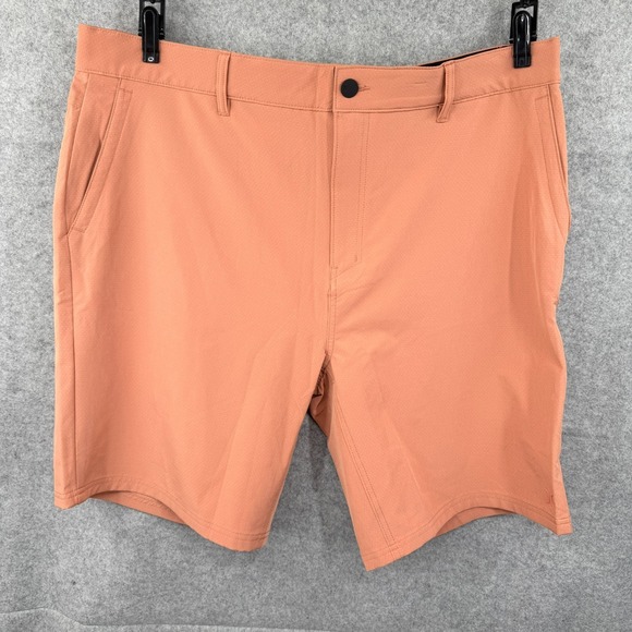 New Hurley Trek Hybrid Shorts Mens 40 Light Orange Water-Repellent Zipper Pocket - Picture 2 of 9